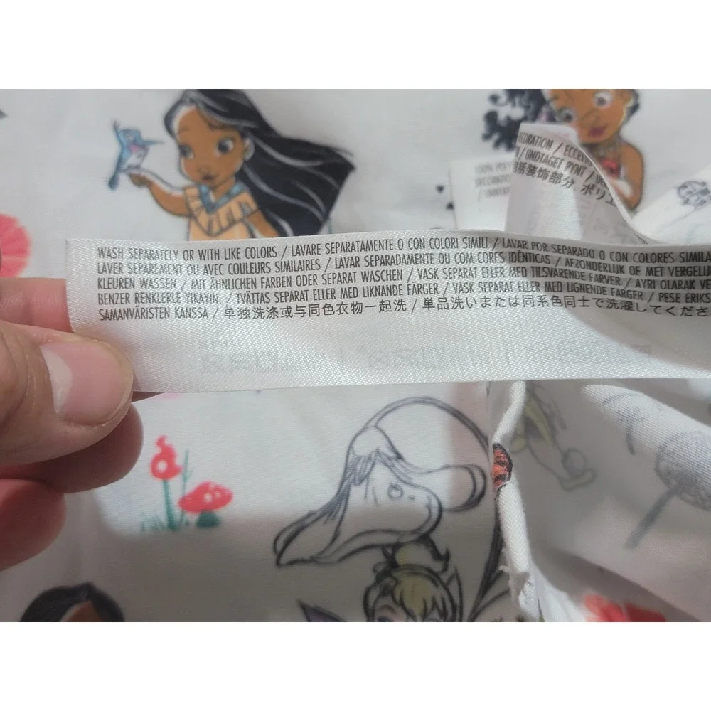 Disney Animators‎ Collection Womens Pajama Top Shirt Pocahontas Tinkerbell Print - Picture 7 of 8
